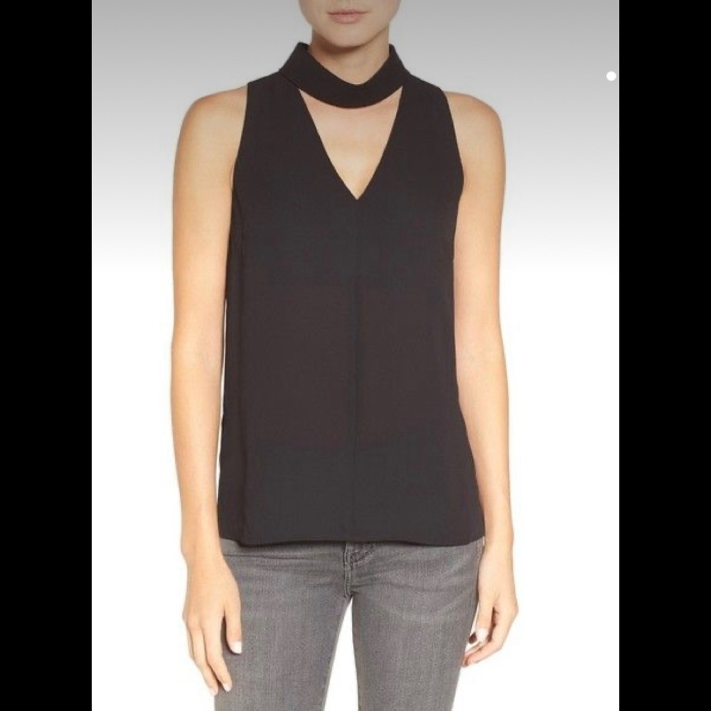 Trouvé Black Choker collar v-neck tank Small
